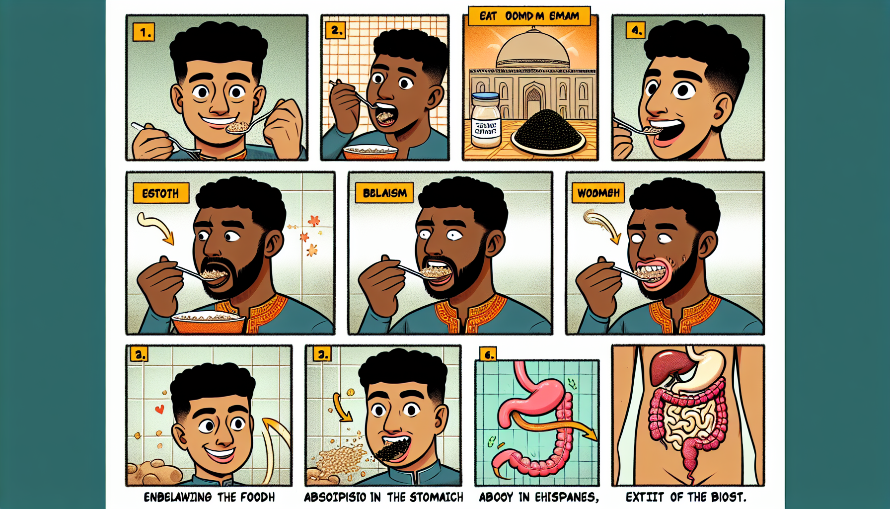 comic strip of digestive process
